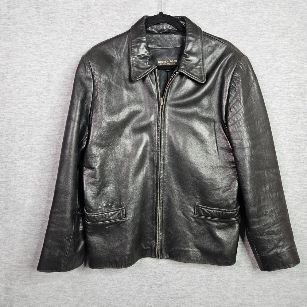 Golden Bear Women's Full Zip Lined Vintage Leather Jacket Size L